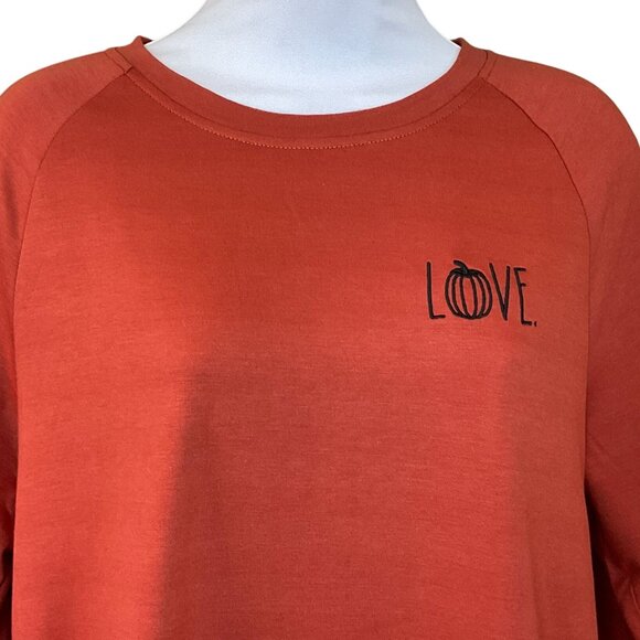 Rae Dunn Long Sleeve Burnt Orange Brushed Sweatshirt Embroidered Socks Sm NWT - Picture 2 of 8